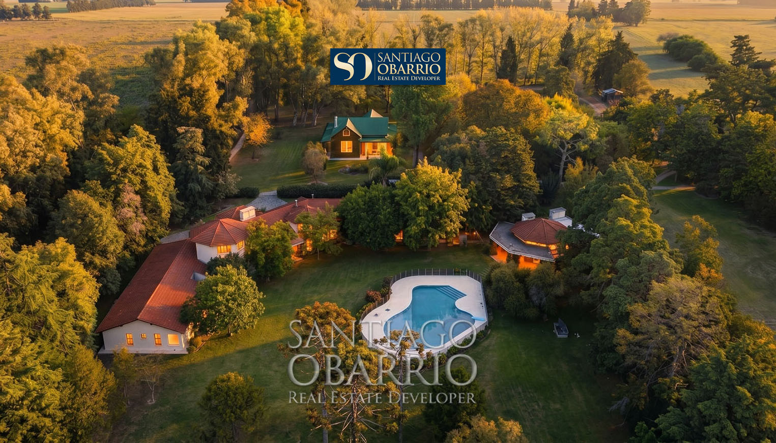 Vista aérea campo en venta Luján 16 hectáreas